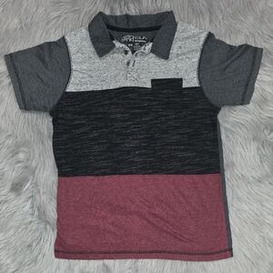 Distortion Kids Polo - Gray, Black, and Red